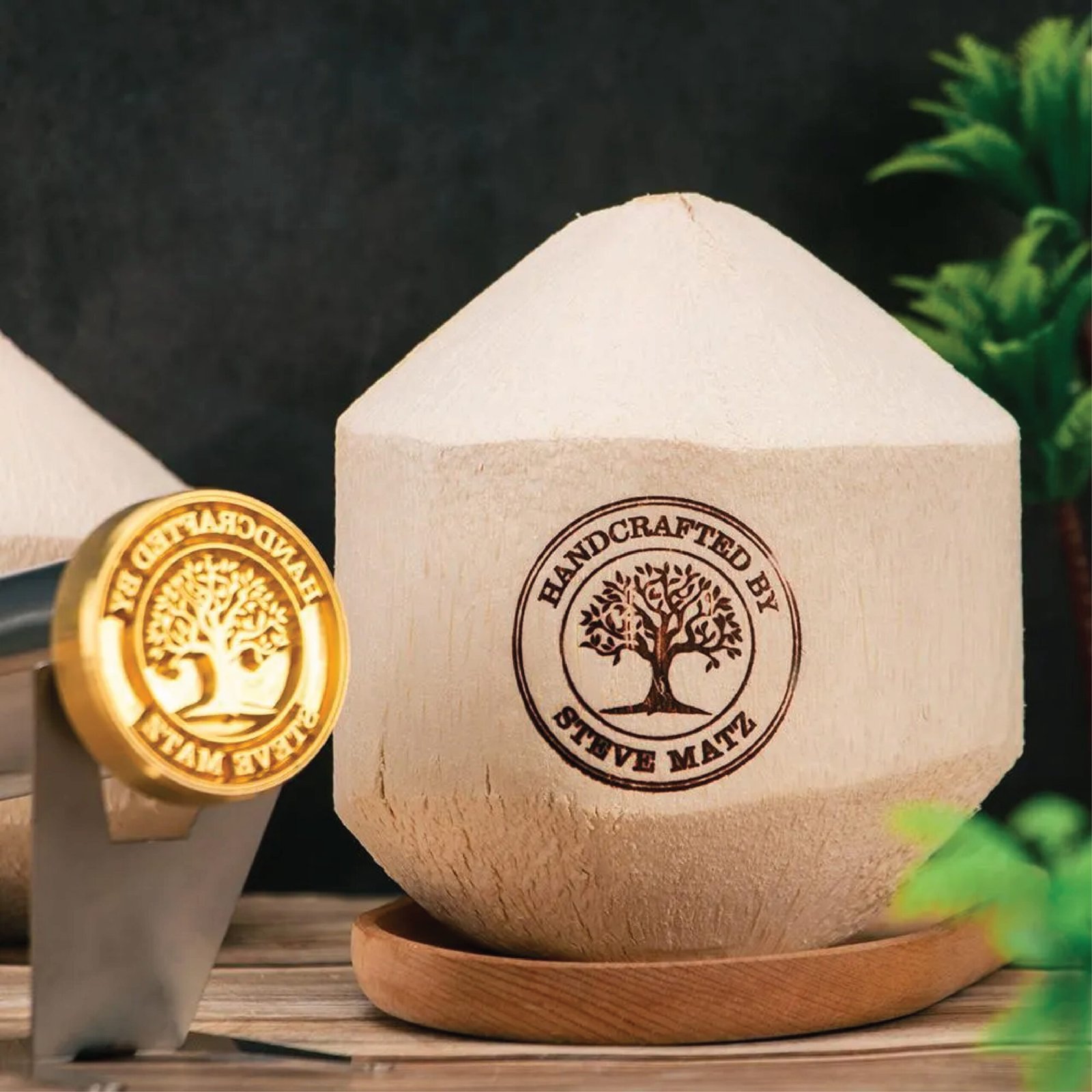 coconut branding heat stamp Dubai - custom logo heat stamp for coconut branding UAE