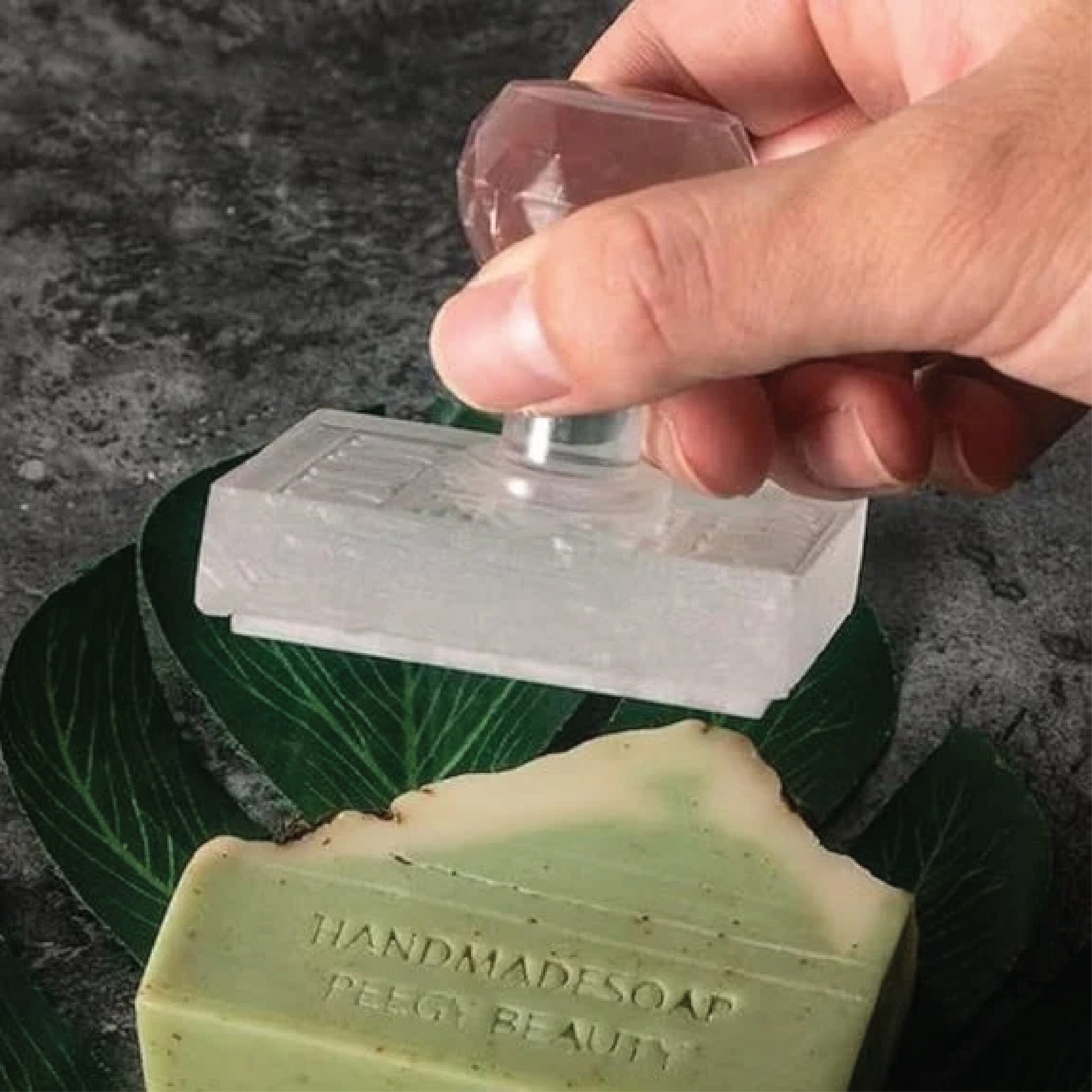 Custom soap and clay stamp engraved with logo Dubai